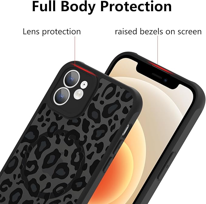 KANGHAR Case for iPhone 12 Phone Case [Compatible with Magsafe] Leopard Printed Pattern Cute Cheetah Protective Magnetic Case for Girls Women Men 6.1"