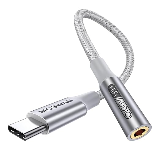 MOSWAG USB Type C to 3.5mm Headphone Jack Adapter, Audio Adapter USB C to Aux Dongle Cable Cord for Samsung Galaxy S23 S22 S21 S20 Ultra S20+ Note 20 10 S10 S9 Plus,Pixel 7 6 5 4 and More