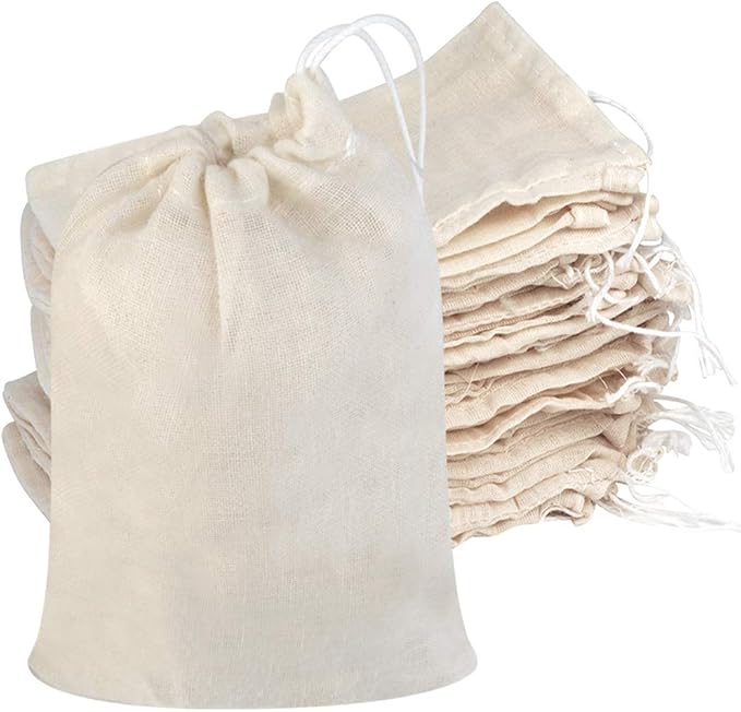Tayfremn Cotton Drawstring Bags, Reusable Muslin Bag Natural Cotton Bags with Drawstring Produce Bag Bulk Gift Bag Jewelry Pouch for Party Wedding Home Storage, Natural Color (3 by 4 Inches)