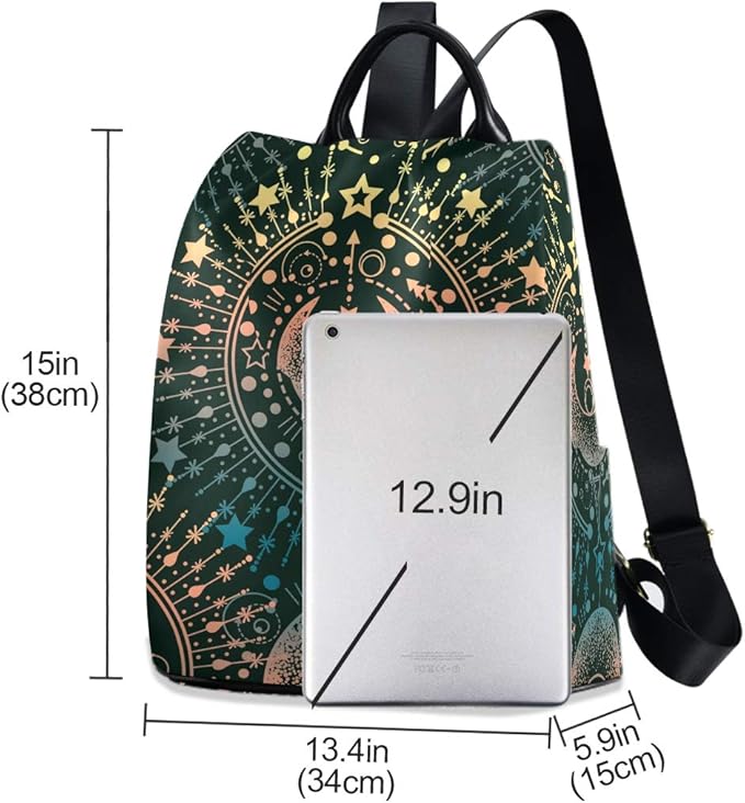 ALAZA Moon & Star Alchemy Magical Backpack Purse for Women Anti Theft Fashion Back Pack Shoulder Bag