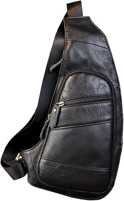 KPYWZER Vintage Leather Sling Bag Backpack for Men Crossbody Shoulder Chest DayPack Backpacks
