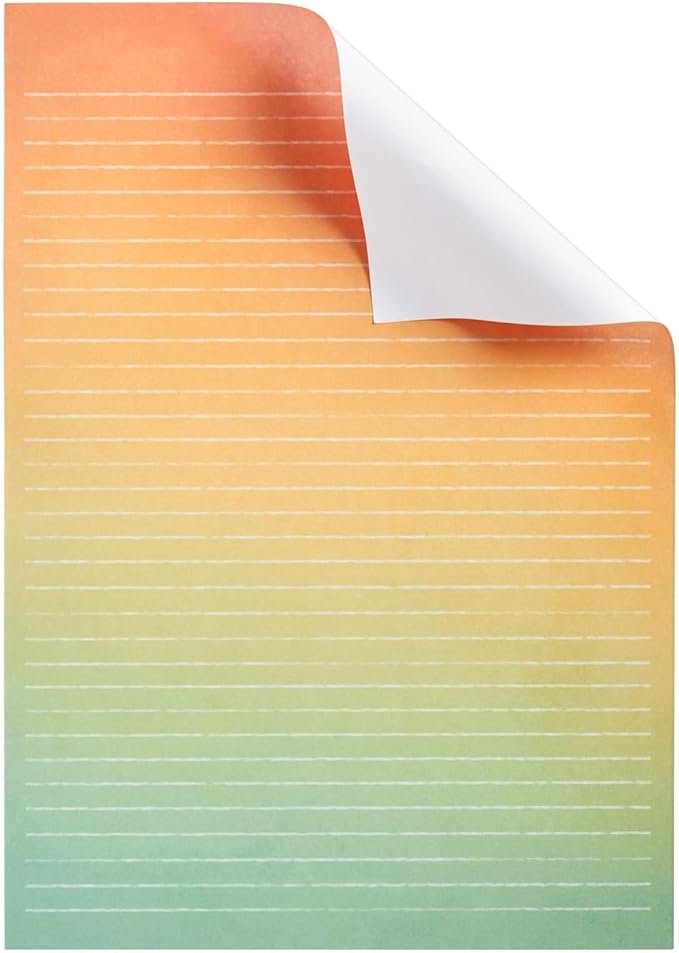 Paper Junkie Letter Writing Stationery Paper & Envelopes Set - 6 Watercolor Gradient Designs, 60 Lined Sheets & 30 Envelopes (10.25 x 7.25 In)