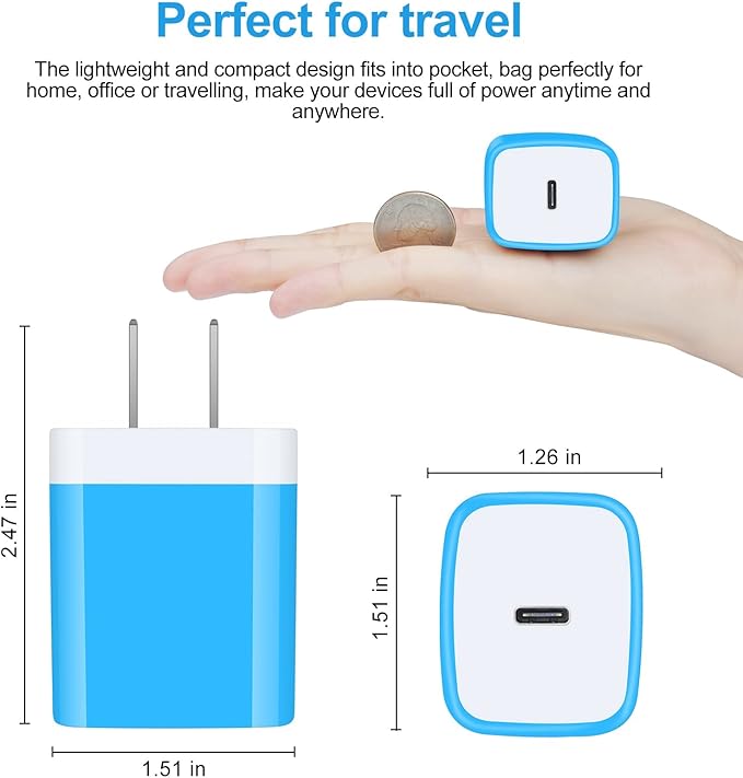 USB C Wall Charger, 20W PD Type C Fast Charging Block & 6ft Cable Compatible with Google Pixel 10/10 Pro XL/9a/9 XL 8a 8 7a 7 6 5, Samsung Galaxy S24/S23/S22/S21 FE/Z Fold