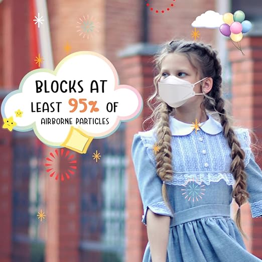 LEVENIS Kids Face Masks for Children 50 Pack, Breathable Comfortable and Disposable Mask, White