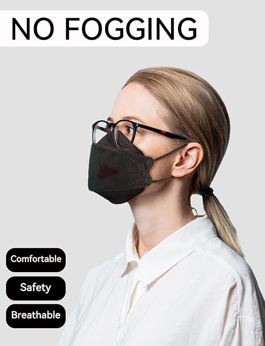 HUHETA 60 PCs KN95 Face Mask, Safety Mask for Daily Use (Black)