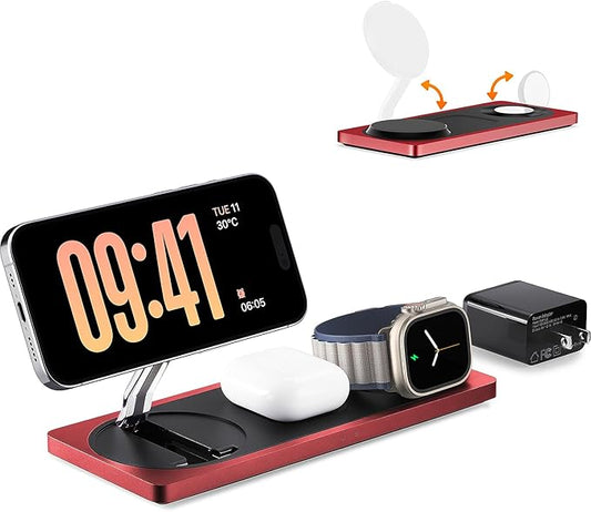 3-in-1 Charging Station for Apple Devices: Used for iPhone and Watch Charging Station with Magsafe Charger Stand, Wireless Charger for iPhone16/15/14/13/12, Apple Watch 1-9/Ultra, AirPods 3 Pro