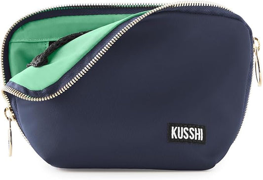 KUSSHI Washable Travel Makeup & Cosmetic Bag - Brush Organizer Sold Separately (Everyday, Navy/Mint)