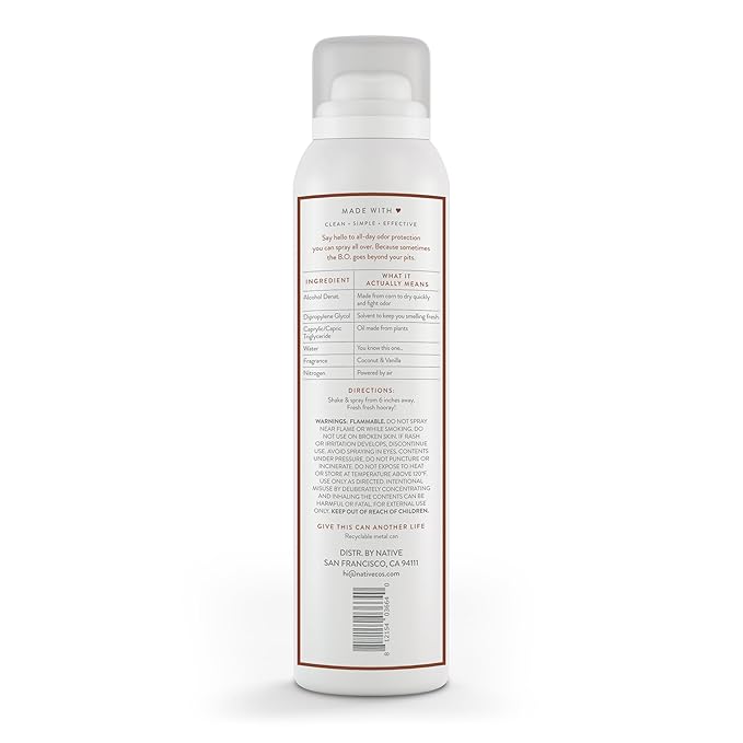 Native Deodorant & Body Spray Contains Naturally Derived Ingredients | Deodorant for Women and Men, All Day Odor Protection, Aluminum and Hydrocarbon Propellant Free | Coconut & Vanilla