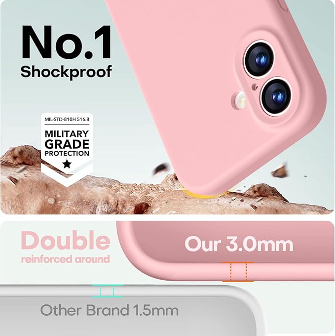 LOVE 3000 Designed for iPhone 17 Case, Premium Silicone [Compatible with Magsafe][Soft Anti-Scratch Microfiber Lining] Shockproof Protective Phone Case for Men Women 6.3", Pink Sand