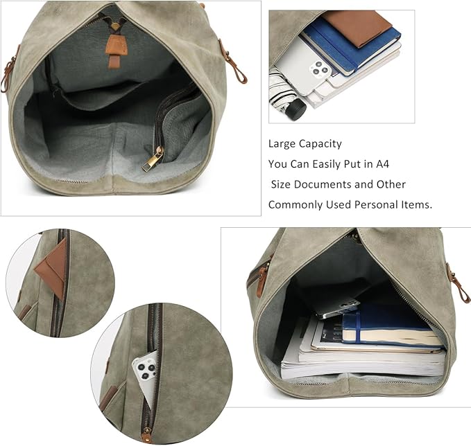 KL928 PU Leather Vintage Backpack – Large Casual Daypack Outdoor Travel Rucksack Hiking Backpacks for Men Women