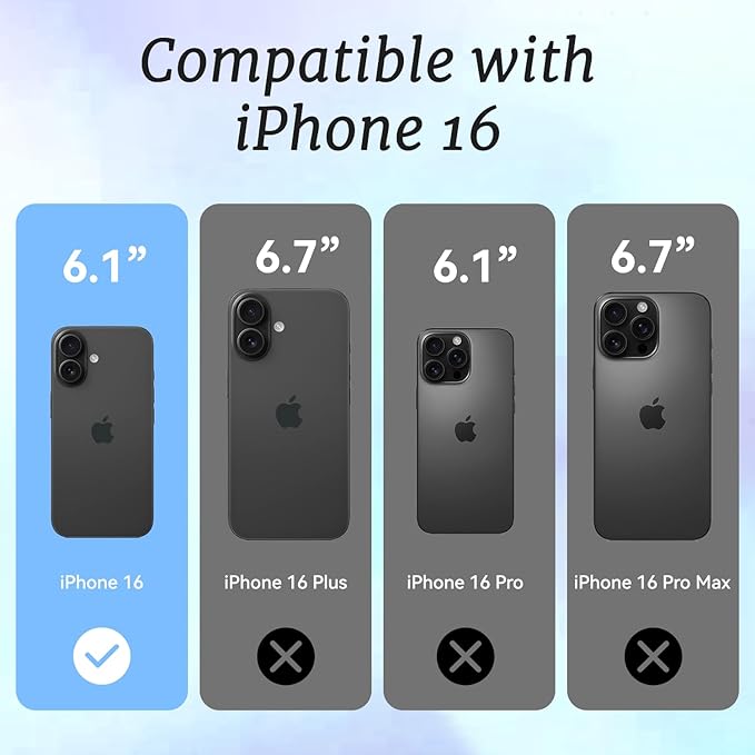 for iPhone 16 Case, Vintage Botanical Pattern with Blue Flowers, Military-Grade Drop Protection, Cute Soft Slim TPU Protective Cover with Camera Lens Protection for Women & Girls