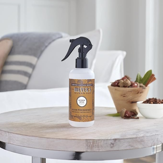 MRS. MEYER'S CLEAN DAY Room and Air Freshener Spray, Non-Aerosol Spray Bottle Infused with Essential Oils, Limited Edition Acorn Spice, 8 fl. oz - Pack of 3