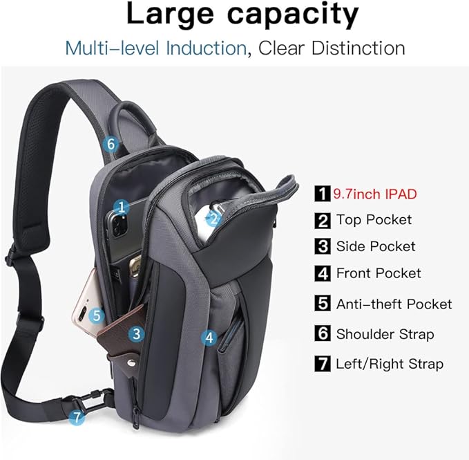 BANGE Sling Bag, Waterproof Men's Chest Bag Shoulder bags Crossbody Sling Backpack for Men……