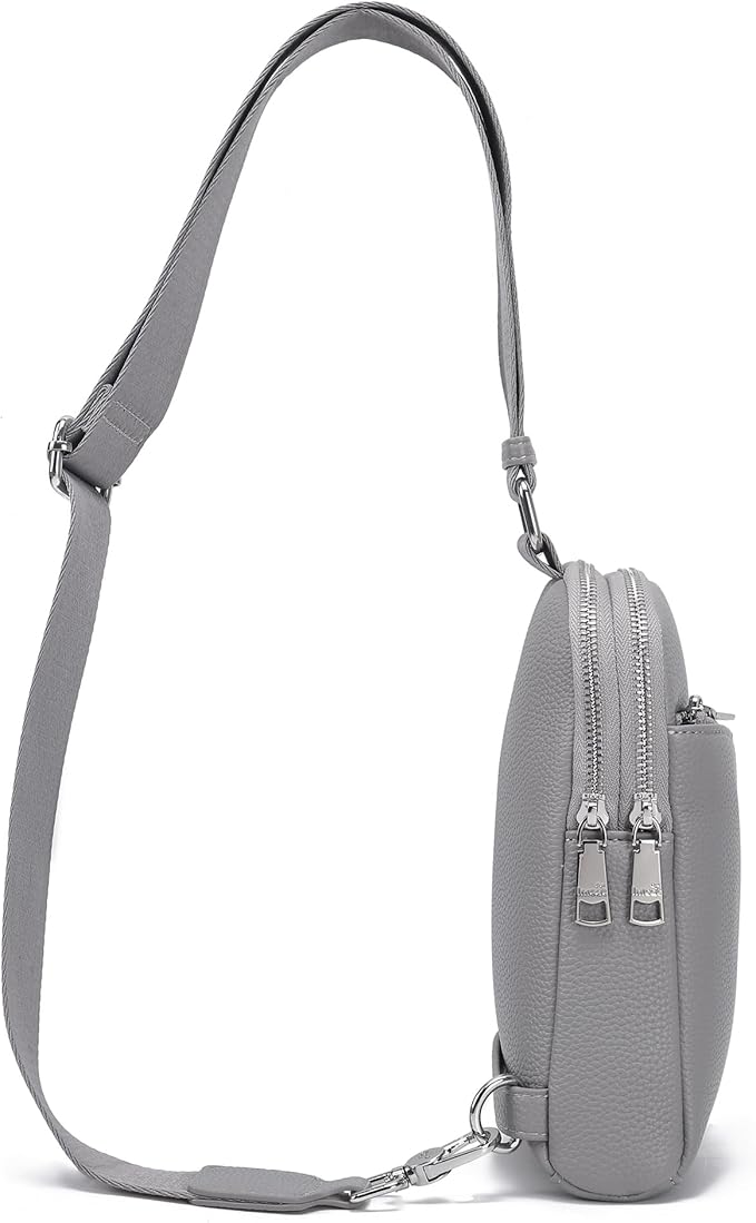 INICAT RFID Blocking Sling Bag Leather Crossbody Bags for Women Fanny Pack Cross Body for Woman Chest Bag for Travel 1.9L