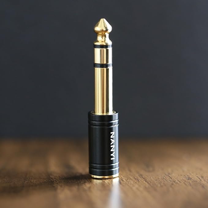 NANYI 1/4'' Male to 1/8'' Female Stereo Headphone Adapter Connect Cable, Upgrade 6.35mm Jack Stereo Socket Male to 3.5mm Jack Stereo Plug Female for Headphone, Amp Adapte, Black 1-Pack