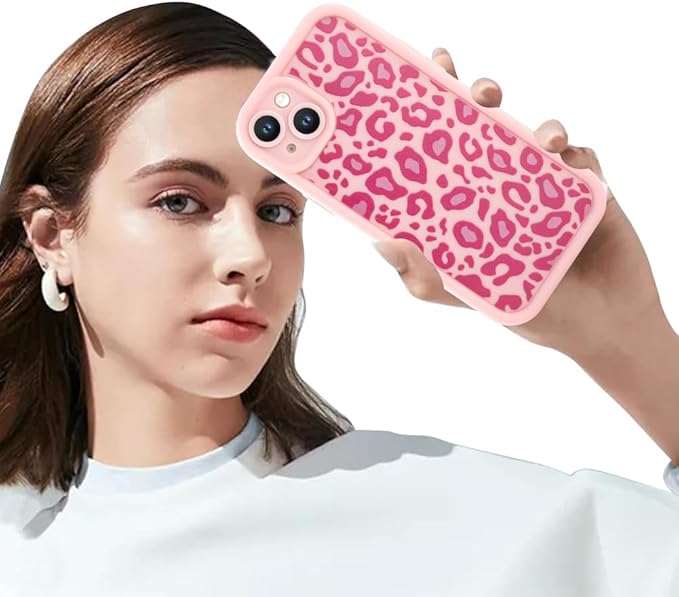 KANGHAR Case for iPhone 13 Leopard Printed Pattern Cute Cheetah Phone Case Soft TPU Shockproof Protective Cover for iPhone 13 6.1 Inch Pink