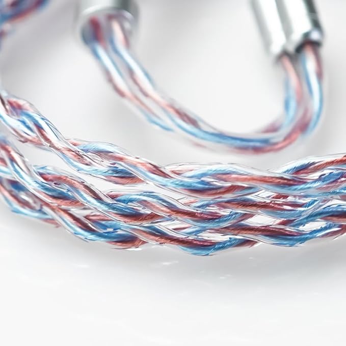 HiFiGo JUZEAR Flare IEM Cable, 6N Single-Crystal Copper & Silver-Plated Hybrid, 4μm Gold-Plated Interchangeable Plugs (3.5mm/4.4mm), High-Resolution Audio Cable for in-Ear Monitors (Rainbow Cable)