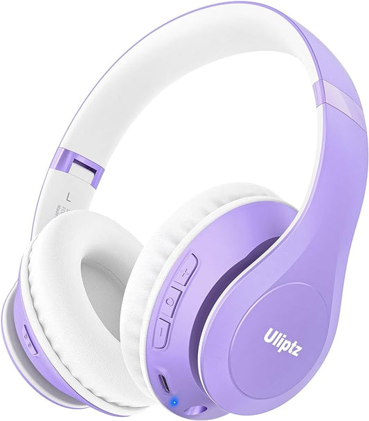 Uliptz Wireless Bluetooth Headphones, 65H Playtime, 6EQ Sound Modes, HiFi Stereo Over Ear Headphones with Microphone, Foldable Bluetooth 5.3 Headphone for Travel/Office/Cellphone/PC (Purple)