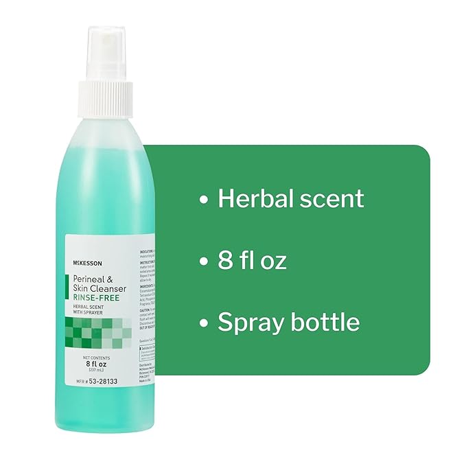 McKesson Perineal Skin Cleanser, 8 oz [Pack of 1] Rinse-Free Body Wash for Incontinence or Ostomy Care, Herbal Scent