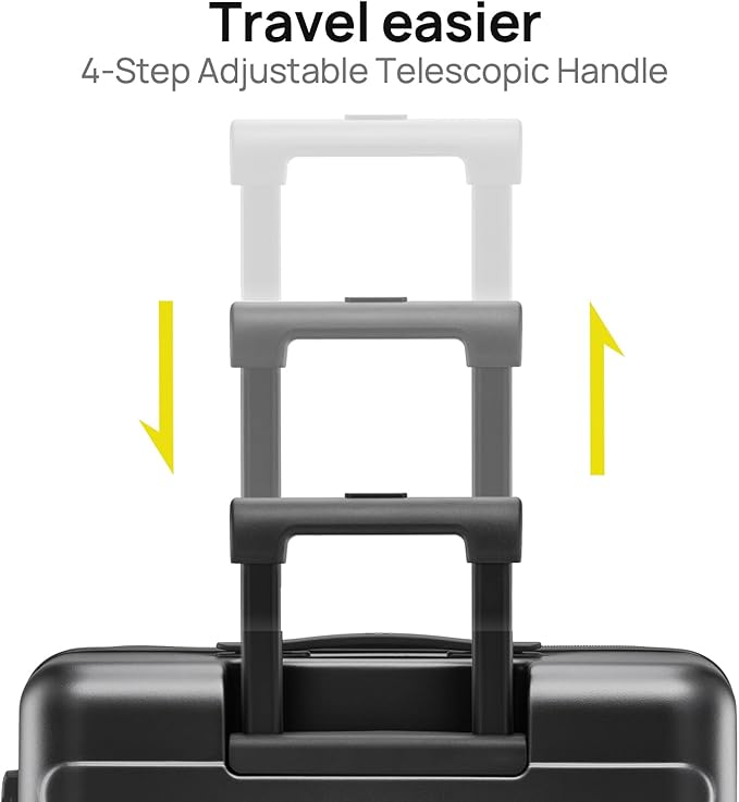 NINETYGO Carry On Suitcase, 20 Inch Carry-On Luggage with Double Spinner Wheels, Dry Wet Separate, PC Hard Case Suitcase, Lightweight Travel Luggage, TSA Approved (Black, Danube)