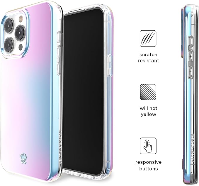 VELVET CAVIAR for iPhone 15 Pro Max Case - Compatible with MagSafe - 10ft Drop Tested - Iridescent Holographic Nebula