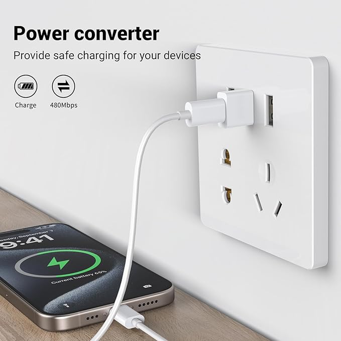 5Pack USB to USBC Adapter,usbc to USB Adapter for iPhone 16/15 Charger,iPhone 16/15/14/13/12 Pro Max Plus,iPad 9/10 Air 5 Mini 6,Car,Samsung S24 S23 S22 Plus Ultra etc.