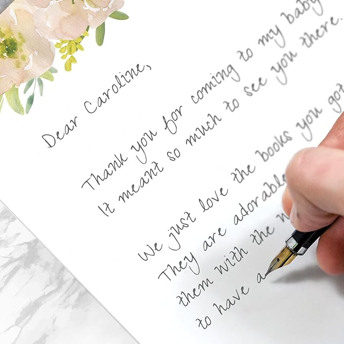 White Watercolor Pink Floral Letterhead / 50 Sheets / 8.5" x 11" Trendy Event Baby Shower Bridal Shower Wedding Paper/All Occasion Flower Decorative Stationery