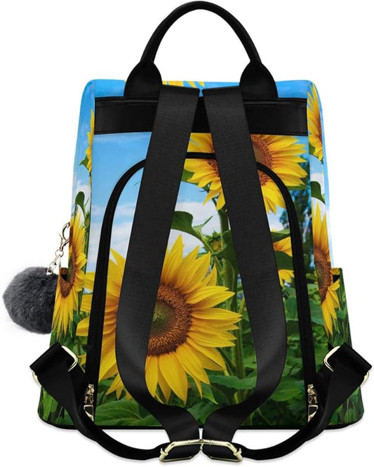 ALAZA Summer Sunflower Flowers Floral Backpack Purse for Women Anti Theft Fashion Back Pack Shoulder Bag