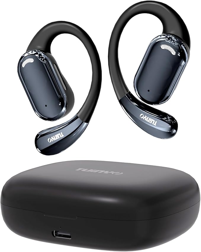 TUINYO True Wireless Ear Hooks, IPX5 Waterproof, Stable One-Step Bluetooth Connection with Long Transmission, 40hrs Longed Standby Time with 10hrs Playtime for Each, Compatible to Different Devices