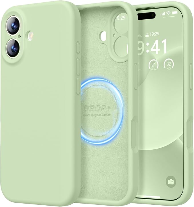 LOVE 3000 Designed for iPhone 17 Case, Premium Silicone [Compatible with Magsafe][Soft Anti-Scratch Microfiber Lining] Shockproof Protective Phone Case for Men Women 6.3", Matcha