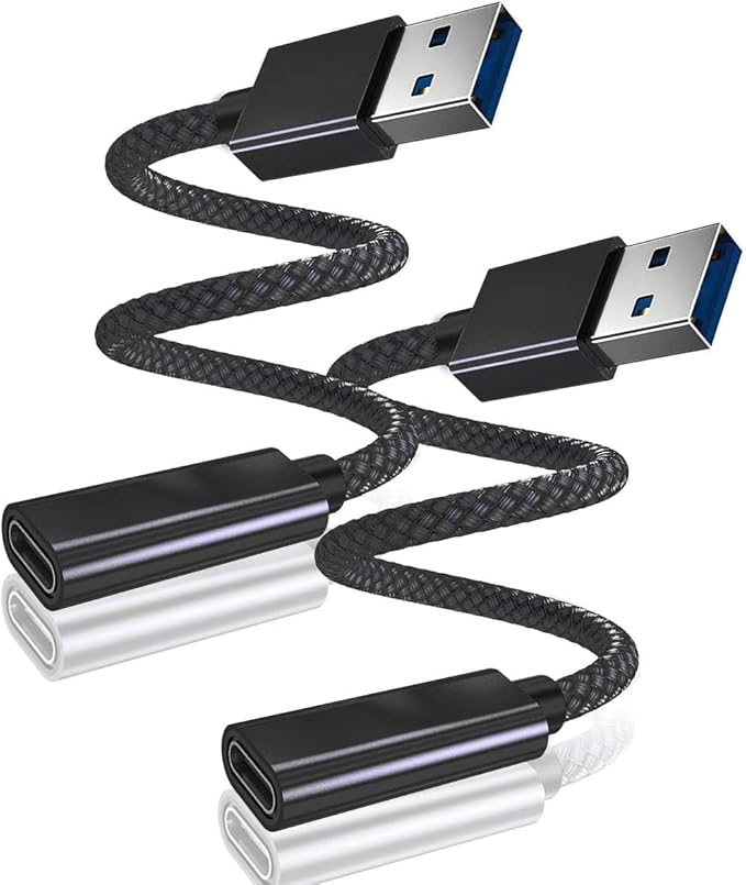 Basesailor USB 3.0 to USB C Adapter 3.3FT 2Pack,USBC Female to A Male Cable,5Gbps 3.1 Type C Charger Connector for Apple iPhone 17 16 16e 15 Pro Max,iPad Air Mini 7,Samsung Galaxy S25 S24 S23 S22 S21