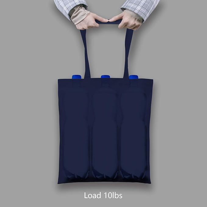 TOPDesign 24-Pack Economical 16"x15" Navy Blue Cotton Tote Bag, Lightweight Medium Reusable Grocery Shopping Cloth Bags, Suitable for DIY, Advertising, Promotion, Gift, Activity