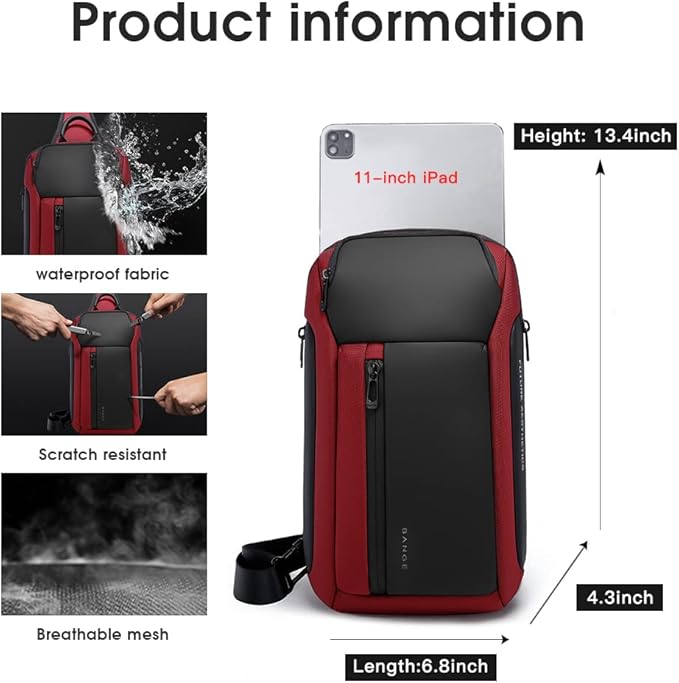 BANGE Sling Bag, Waterproof Men's Chest Bag Shoulder bags Crossbody Sling Backpack for Men……