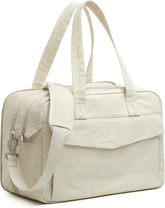 G4Free Expandable Duffle Bag for Travel Weekender Overnight Carry On Tote Duffel Bags for Men Women (Beige)