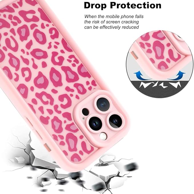 KANGHAR Case for iPhone 14 Pro Max Leopard Printed Pattern Cute Cheetah Phone Case Soft TPU Shockproof Protective Cover for iPhone 14 Pro Max 6.7 Inch Pink