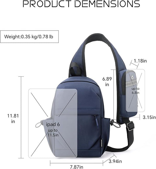 Crossbody Sling Bag Casual Shoulder Hiking Backpack with Convertible Shoulder Strap for Travel Hiking Shopping Leisure Sport