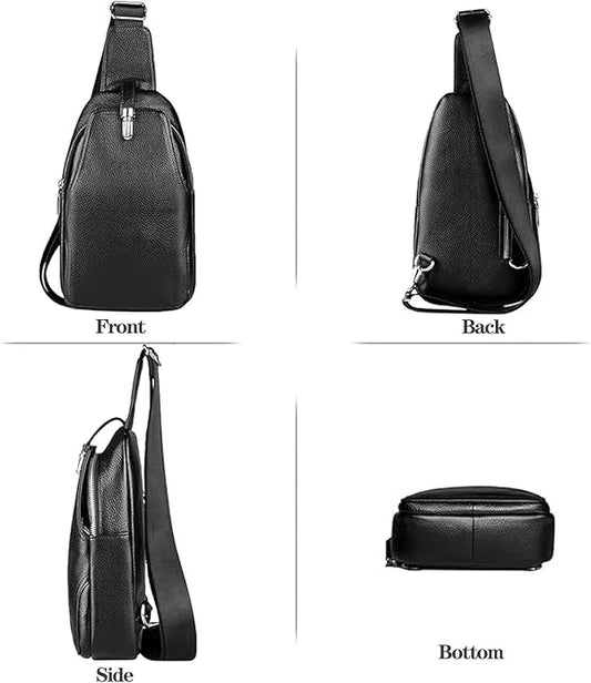KPYWZER Vintage Leather Sling Bag Backpack for Men Crossbody Shoulder Chest DayPack Backpacks