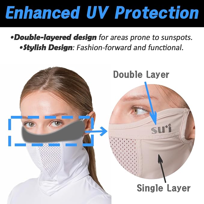 KOREA (Type G) UV Sun Protection Balaclava Half Face Mask - For Golf, Hiking, Running, Cycling & Outdoor Sports