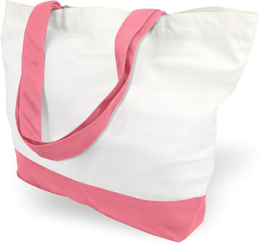 TOPDesign 1-Pack Super Strong Large 12oz Cotton Canvas Tote Bag, Reusable Grocery Shopping Cloth Bag, Fashionable Two-Tone Tote for Crafts, DIY Your Creative Designs
