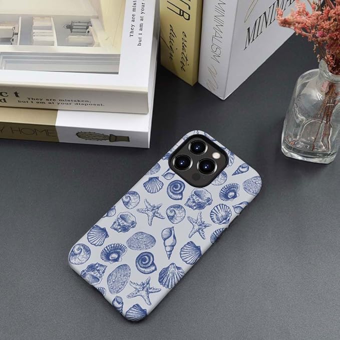 DAIZAG Case Compatible with for iPhone 14 Pro Max,Cute Blue Seashell Phone Case for iPhone 14 Pro Max for Girl Women Boy Men