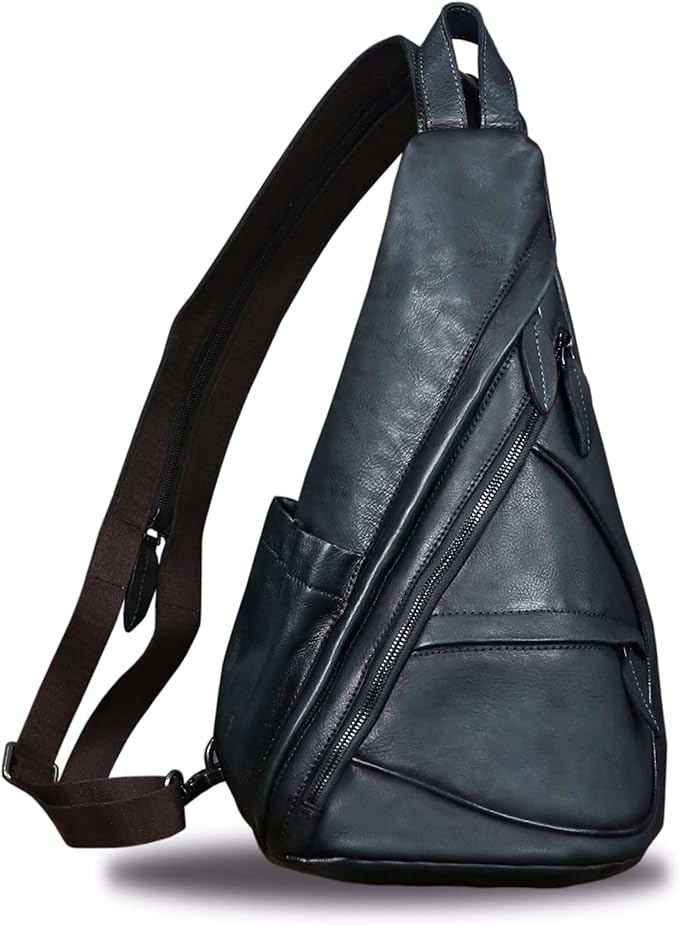 Genuine Leather Sling Bag for Men and Women - Vintage Sling Backpack Shoulder Crossbody Chest Bag for Ipad