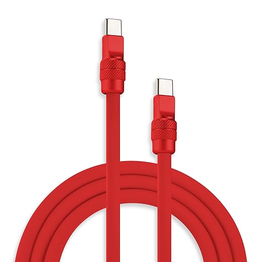 chubbycable Chubby 2.0 Fast Charging Cable Durable Soft Silicone USB C Cable 240W Extra Thick Charger Cord Compatible with iPhone 16/15 Series iPad, Red+Red, Type-C to Type-C, 16.4 FT