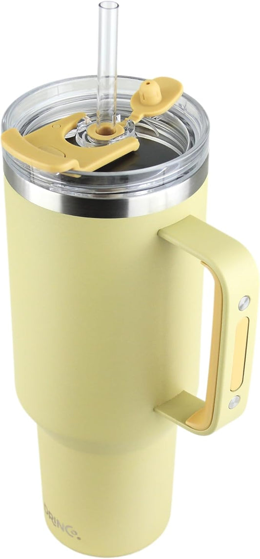 Drinco 40oz 30 oz Tumbler with Handle, Straw Lid, Insulated Stainless Steel Travel Mug Water Bottle Ice Coffee Cup For Cold and Hot, BigSur (40oz, Moonstone)