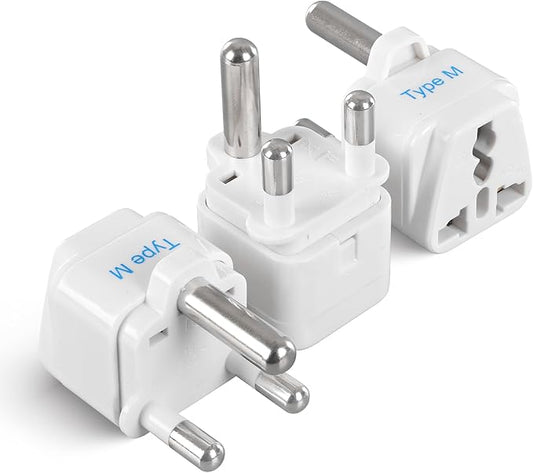 Ceptics South Africa Travel Plug Adapter (Type M) - 3 Pack [Grounded & Universal] (GP-10L-3PK)