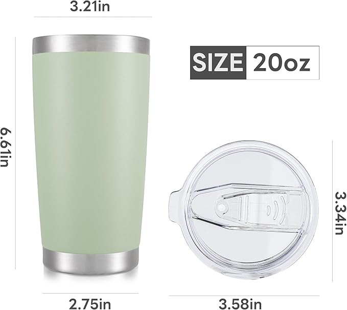 20 oz Tumbler with Lid Stainless Steel Double Wall Vacuum Insulated Tumblers Powder Coated Cups Travel Mug Keep Drinks Cold and Hot, Sagebrush Green