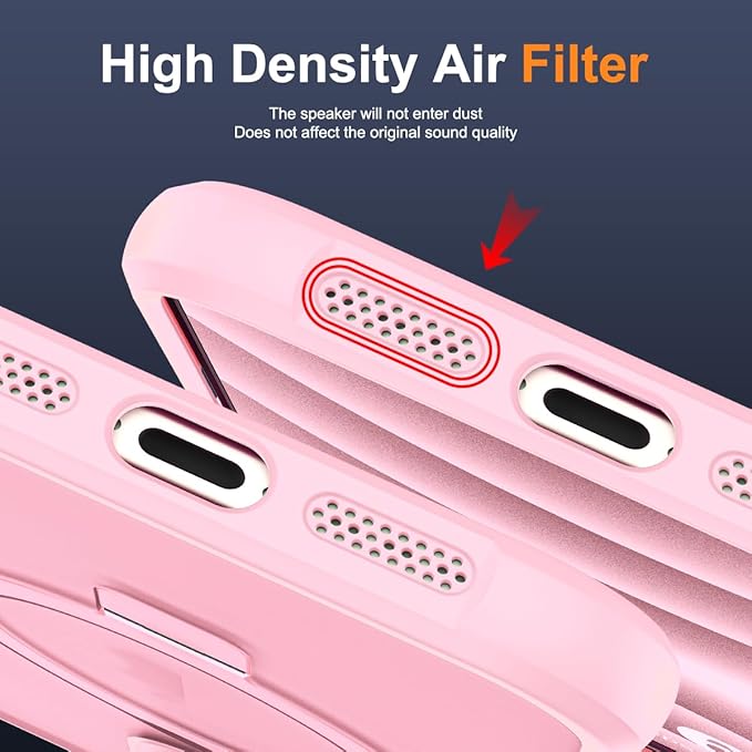 Compatible with iPhone 16 Pro Max Case with Invisible Magnetic O-Ring Stand Military-Grade Translucent Case for iPhone 16 ProMax 6.9" [Compatible with Mag-Safe][Great Grip Feeling], Pink