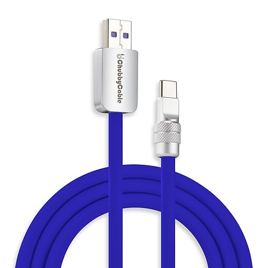 chubbycable Chubby 2.0 Fast Charging Cable Durable Soft Silicone USB C Cable 120W Extra Thick Charger Cord Compatible with iPhone 16/15 Series iPad, Dark Blue, USB-A to Type-C, 6.6 FT