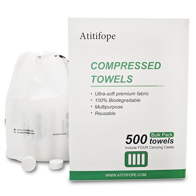 Compressed Towel Camping Hiking Travel Reusable Clean Towels Coin Tissues Bulk Pack 500Count