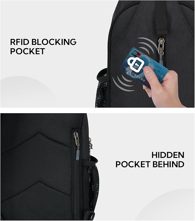 WATERFLY RFID Crossbody Sling Backpack Sling Bag Travel Hiking Chest Bag Daypack