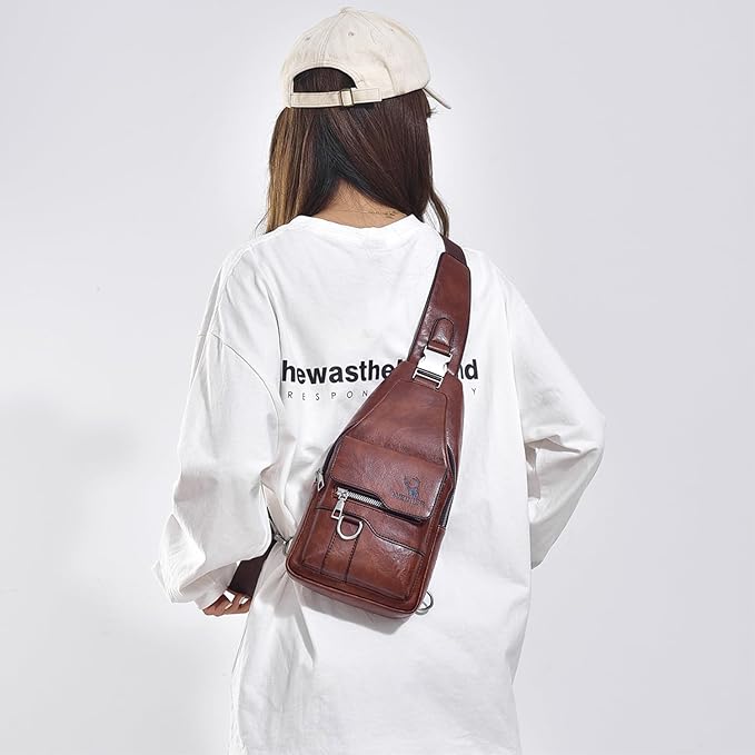 Sling Bag for Men Crossbody Chest Bag Over the Shoulder Purse Casual Sling Backpack for Travel Hiking Cycling